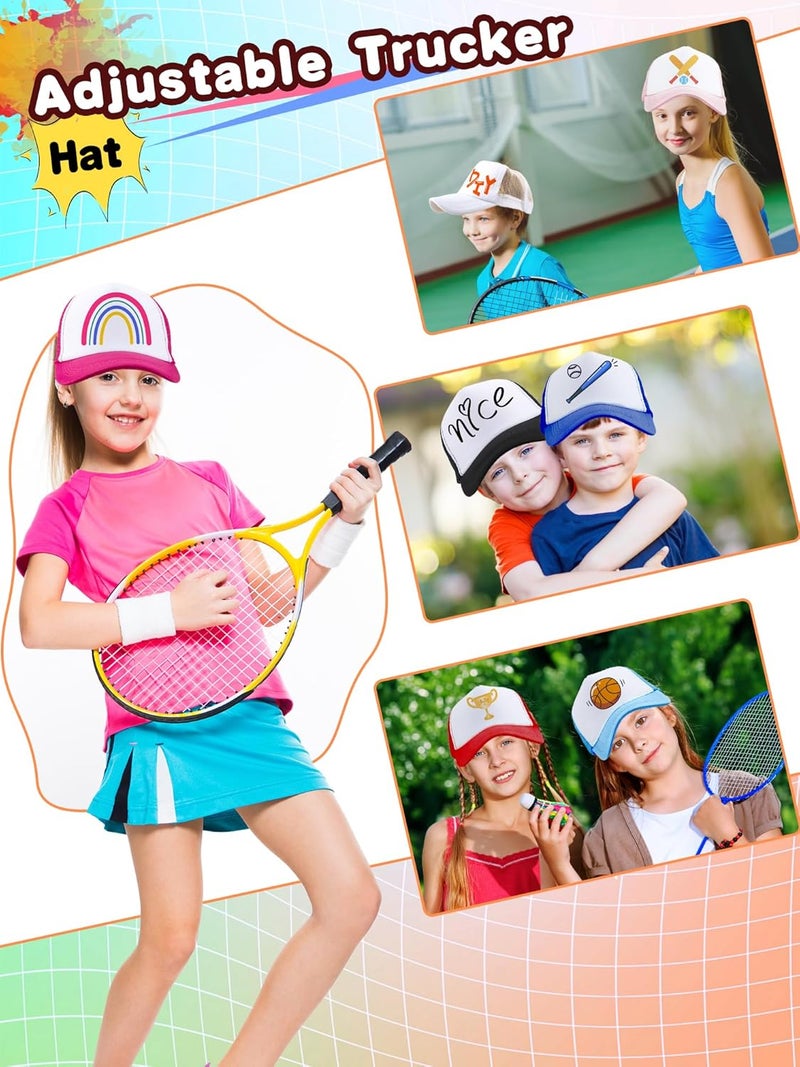 Skyebed 6 Pcs Kids Sublimation Trucker Hats Adjustable Mesh Trucker Cap DIY Baseball Hats for Summer Camps Beaches - Image 5